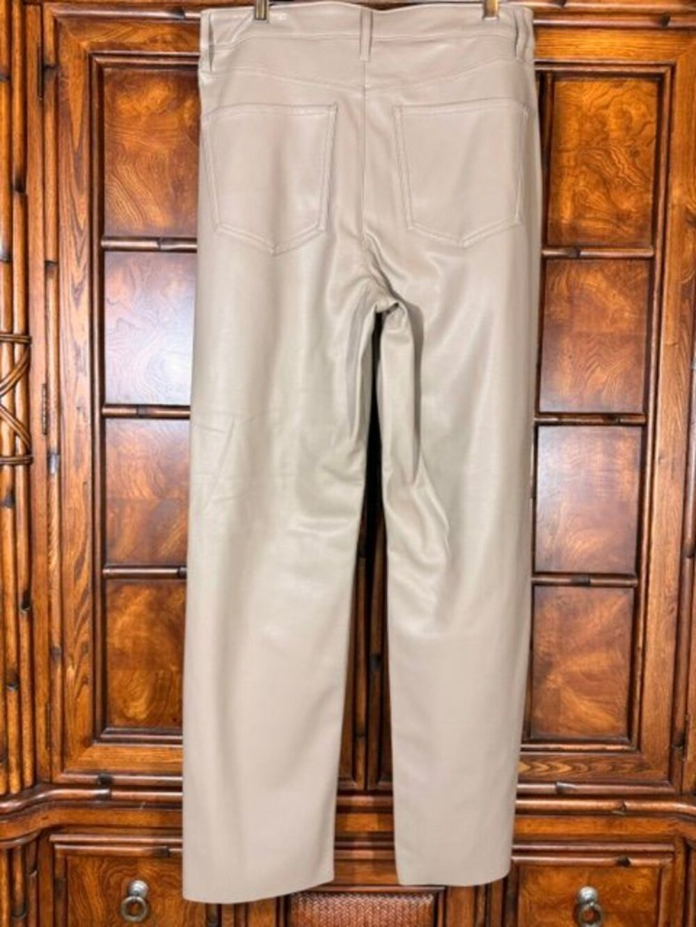 Express Taupe Modern Straight Super High Rise Faux Lambskin Leather Jean Sz 12L - Picture 7 of 13